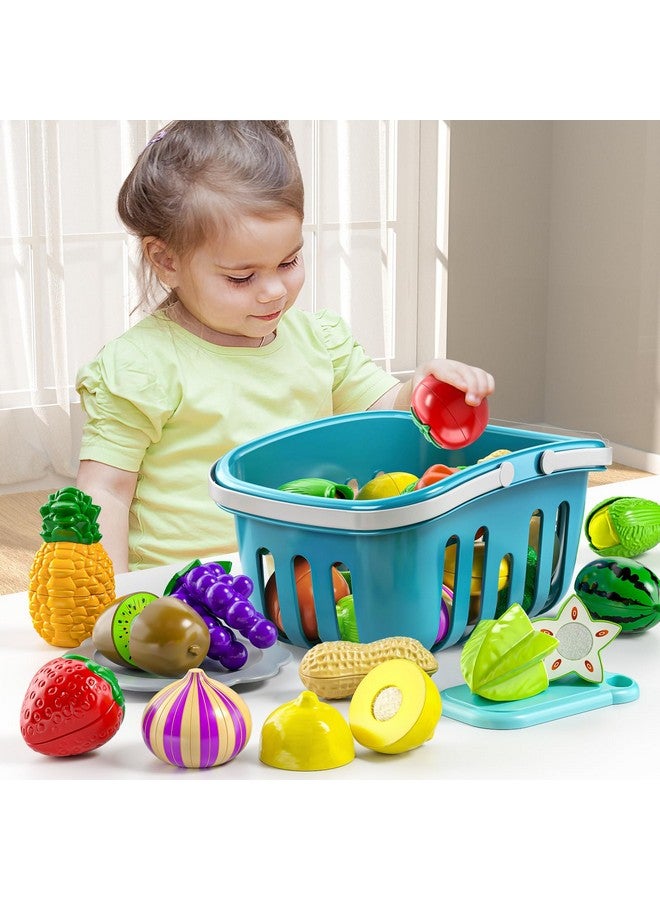 70 Pcs Cutting Play Food Toy For Kids Kitchen Pretend Fruit And Vegetables Accessories Toys For 3 4 5 6 Girls With Storage Case Dishes And Knife Educational Kitchen Toy For Toddlers Age 35
