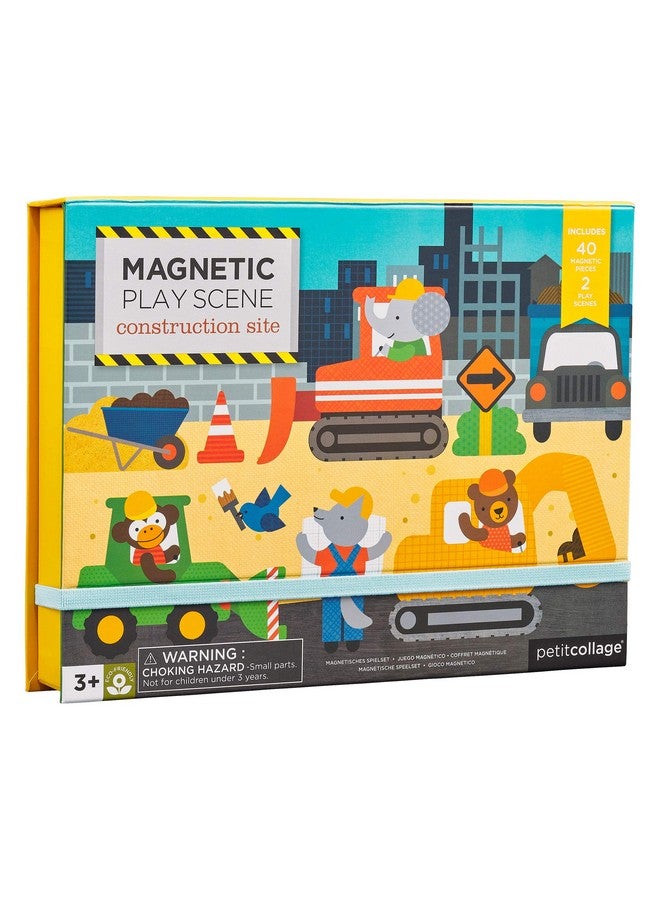 Magnetic Play Scene Construction Site Magnetic Game Board With Mix And Match Magnetic Animal Friends Ideal For Ages 3+ Includes 2 Scenes And 40 Magnet Pieces