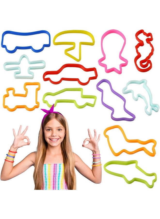 120 Pcs Silicone Bands Bracelets Colored Rubber Bands Bracelets Sea Animal And Vehicles Silly String Elastic In Fun Shapes For Kids (Random Color)