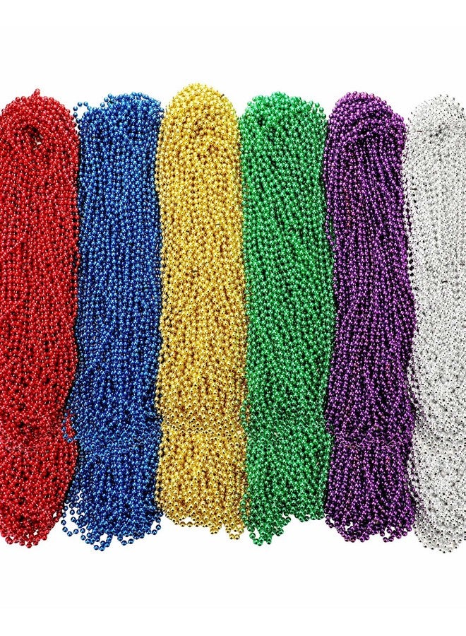 200 Pcs Mardi Gras Beads Bulk 33 Inch 7 Mm Colorful Assorted Round Carnival Beaded Necklaces For Festivals Parades Events And Party Favor