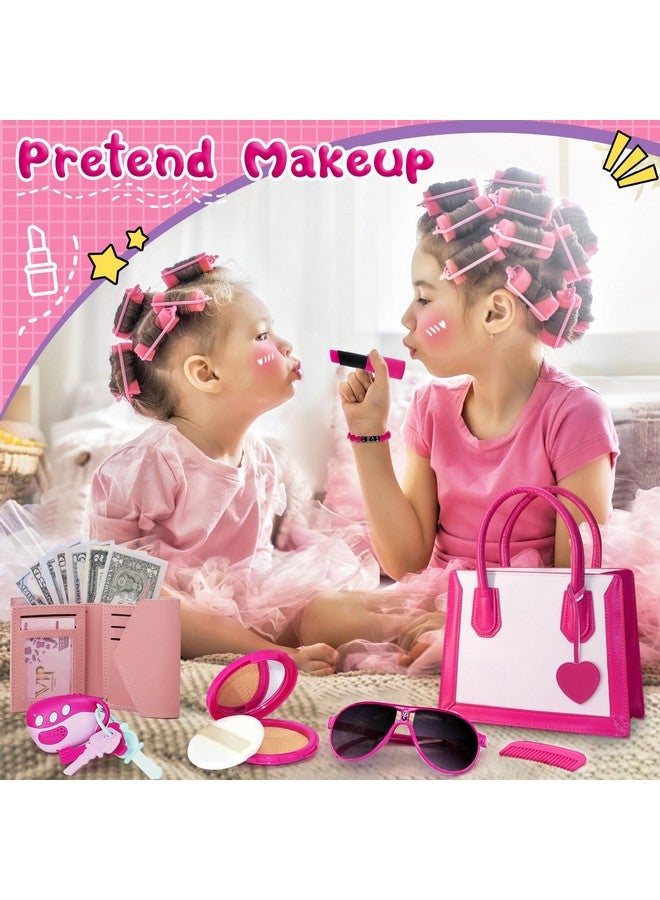 Toddler Purse Playset Princess Toys For Little Girls Ages 3 4 5 6 7 8 Birthday Gifts Pretend Play First Set For Kids With Fashionably Handbag Makeup Lipstick Smartphone Fake Money