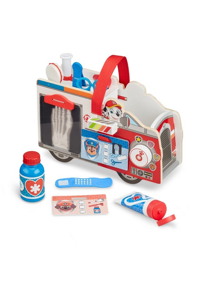 Paw Patrol Marshall'S Wooden Rescue Emt Caddy (14 Pieces) Paw Patrol Takealong Pretend Play First Responder Rescue Kit Paw Patrol Toddler Toy For Girls And Boys Ages 3+