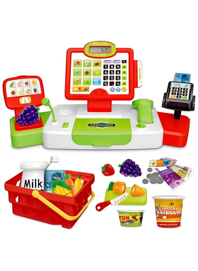 Kids Cash Register With Card Scanner And Credit Card Toddler Electronic Toy Pretend Play Grocery Supermarket Cashier Playset With Barcode Scannergrocery Play Cash Register Toy For 3 Years And More