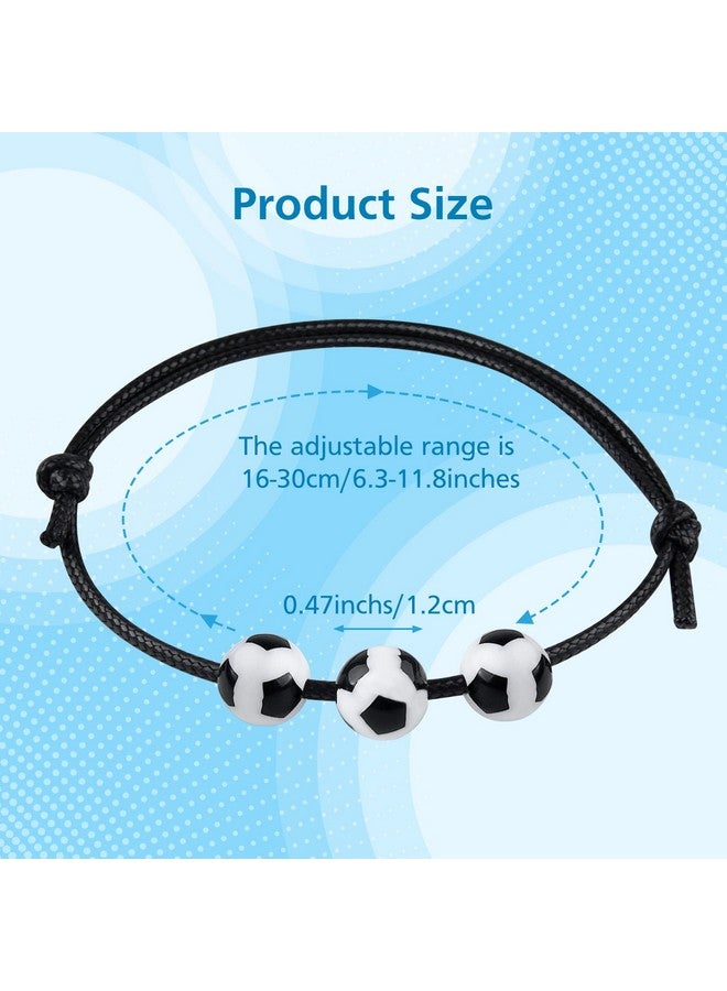24Pcs Sports Themed Bracelets Soccer Bracelets Adjustable Ball Charm Bracelets For Girls Boys Sports Party Favors
