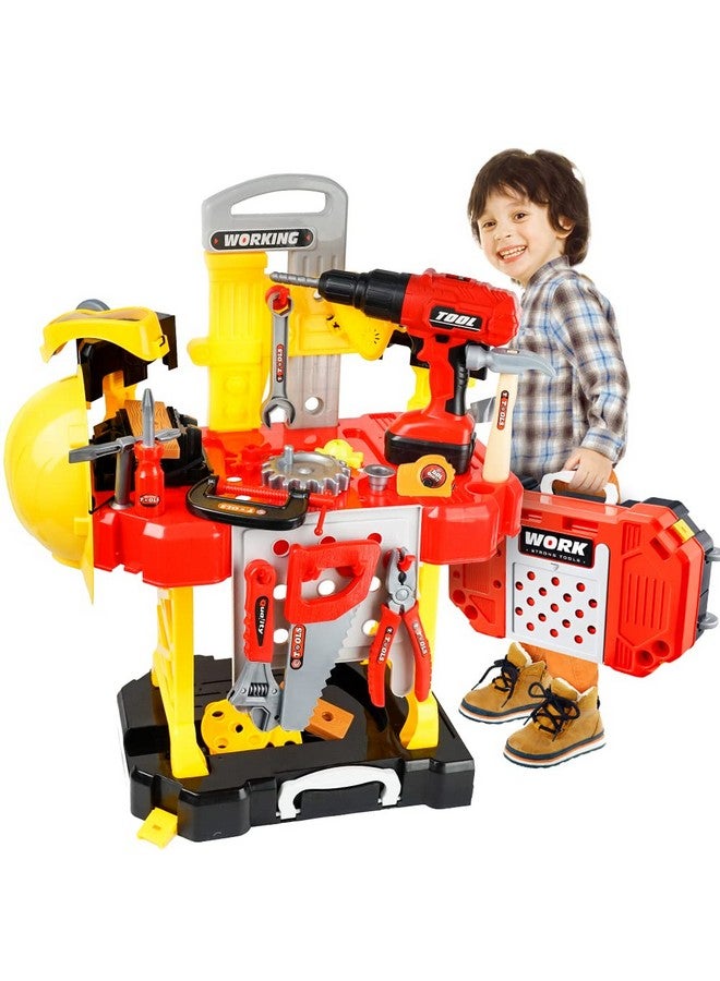 Kids Workbench Kid Toy Workbench 83 Pieces Construction Kids Tool Set Playset Toddler Tool Bench With Shelf Storage Box Drill Educational Pretend Play Gift For Boys&Girls Age 3 4 5+