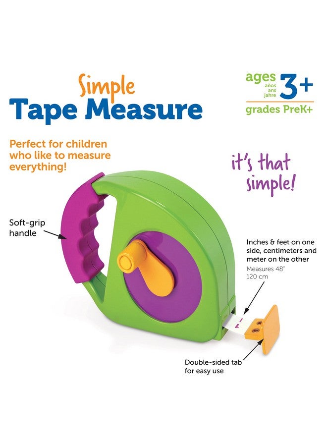 Simple Tape Measure Ages 3+ Retractable Toy Tape Measure Measures 4 Feet Construction Toy For Kidsback To School