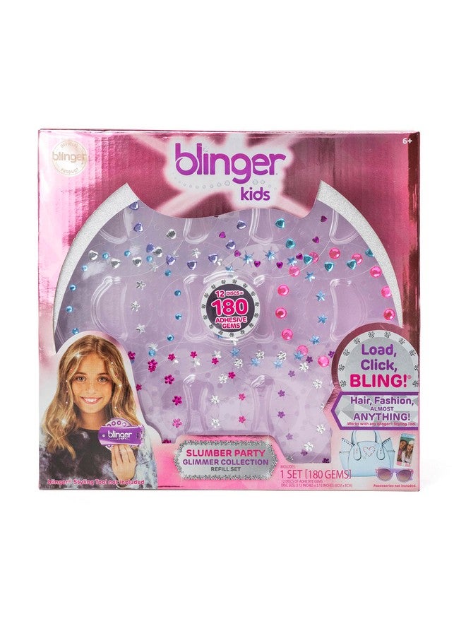 Glimmer Collection Refill Pack Slumber Party 12 Discs 180 Gems Bling In Brush Out Works Hair Styling Tool (Multicolored)