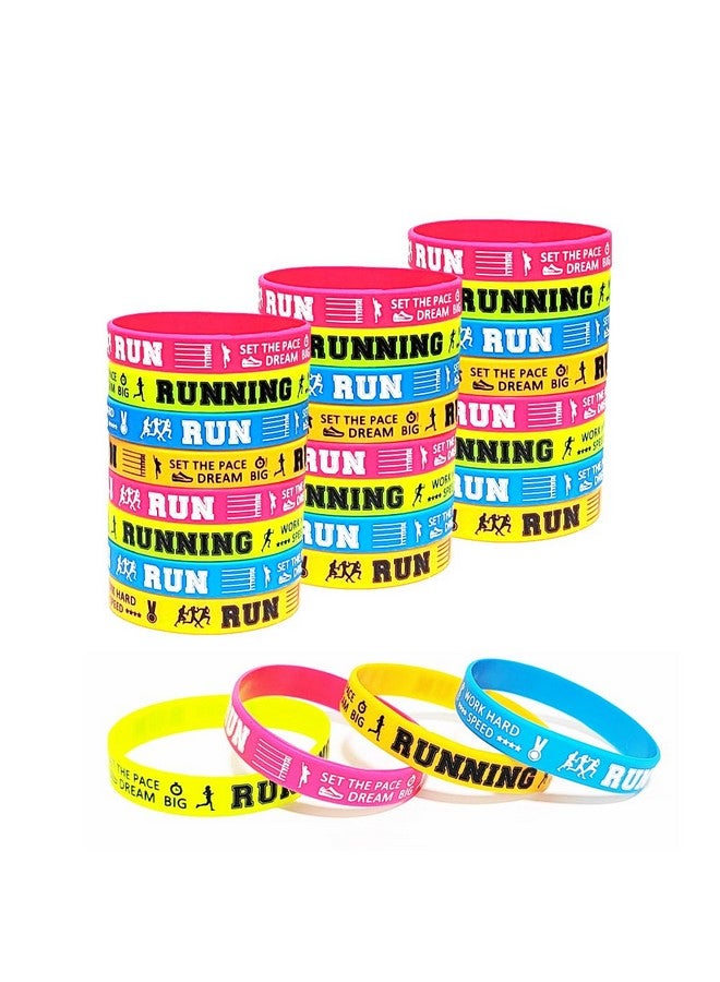 24 Pcs Running Motivational Silicone Wristband Personalized Rubber Bracelets Sports Prizes Party Favors And Supplies Birthday Party Goodie Bag Stuffers Carnivalevents