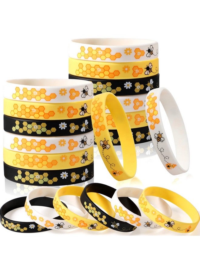 Bee Bracelet Silicone Bee Wristband Assorted Color Bee Theme Party Favors Bee Teachers Decorations Classroom Decorations Bees Wristband For Boy Girl Bee Birthday Baby Shower Party Supply (200 Pieces)