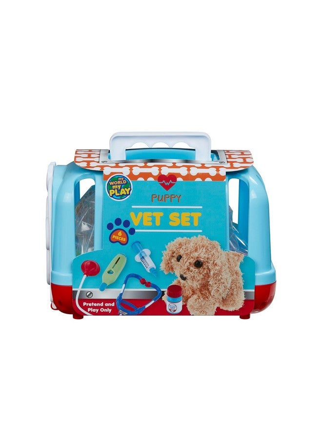 My World My Play Vet Set With Puppy And Accessories Examine And Treat Play Vet Set 6 Piece Set Includes Puppy Patient Doctor Tools & Crate Great Gift For Boys And Girls For Ages 3+