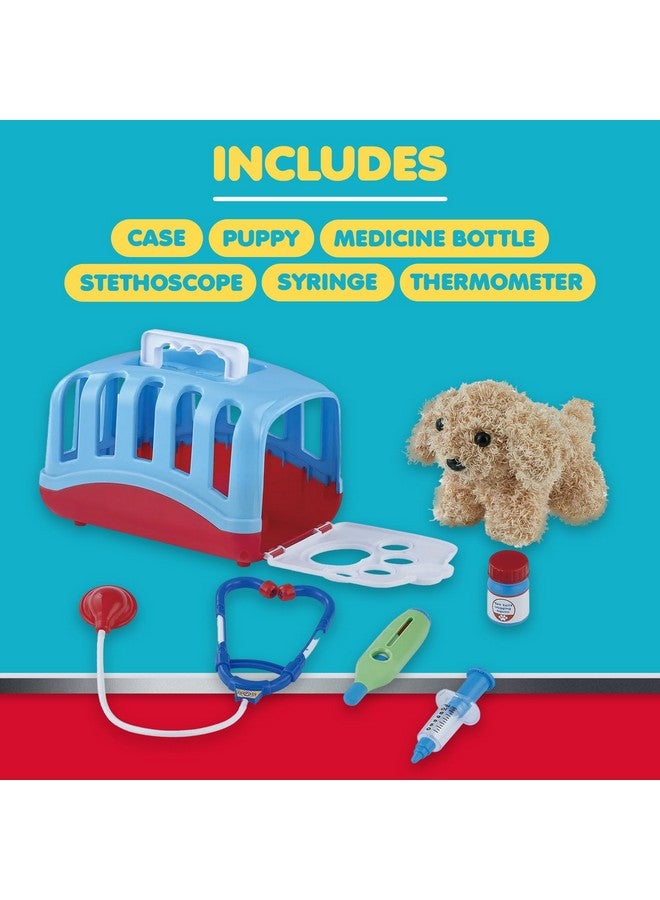 My World My Play Vet Set With Puppy And Accessories Examine And Treat Play Vet Set 6 Piece Set Includes Puppy Patient Doctor Tools & Crate Great Gift For Boys And Girls For Ages 3+