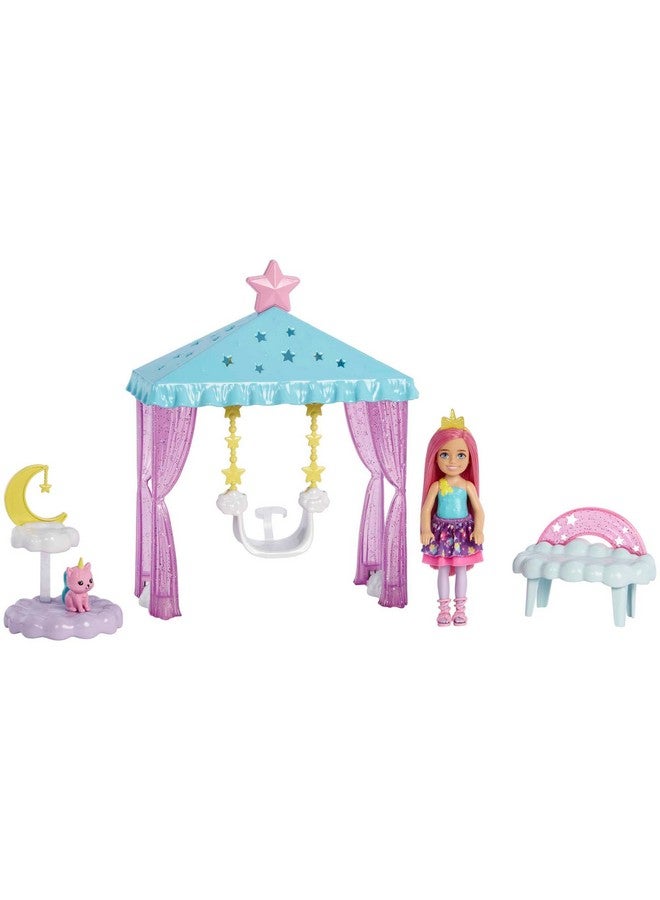 Dreamtopia Chelsea Doll And Playset Small Doll With Cloudthemed Gazebo Swing Kitten And Accessories