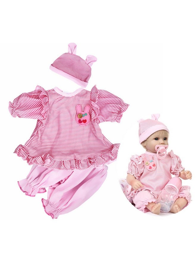 Reborn Baby Girl Doll Clothes 18 Inch Pink Stripe Outfit 3Pcs For 1618 Inch Reborn Doll Baby Girl Clothes Accessories Newborn