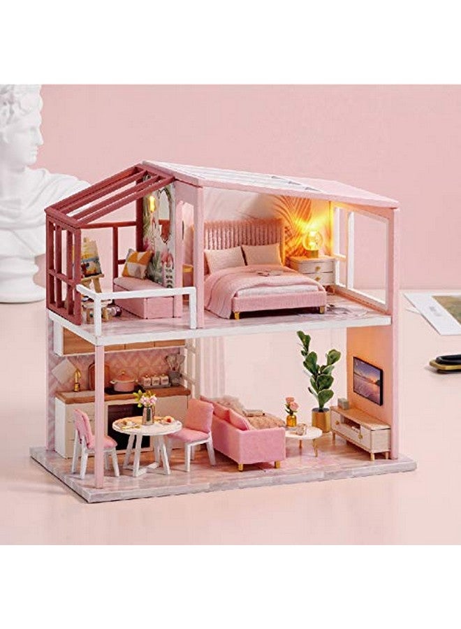 Diy Dollhouse Miniature Kit With Furniture 3D Wooden Miniature House Kit With Dust Cover Miniature Dolls House Kit Mini House Miniature Kit 1:36 (Ql03)