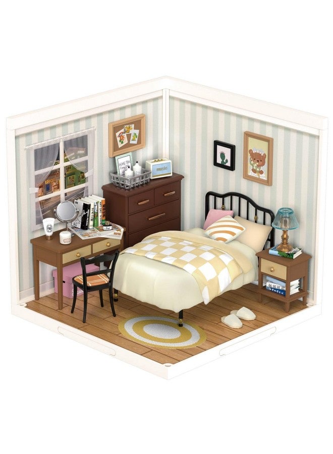 Diy Miniature House Kit Mini Dollhouse Building Toy Set Plastic Tiny Room Making Kit With Accessories Model Room Craft Hobby Decent Gifts (Sweet Dream Bedroom)