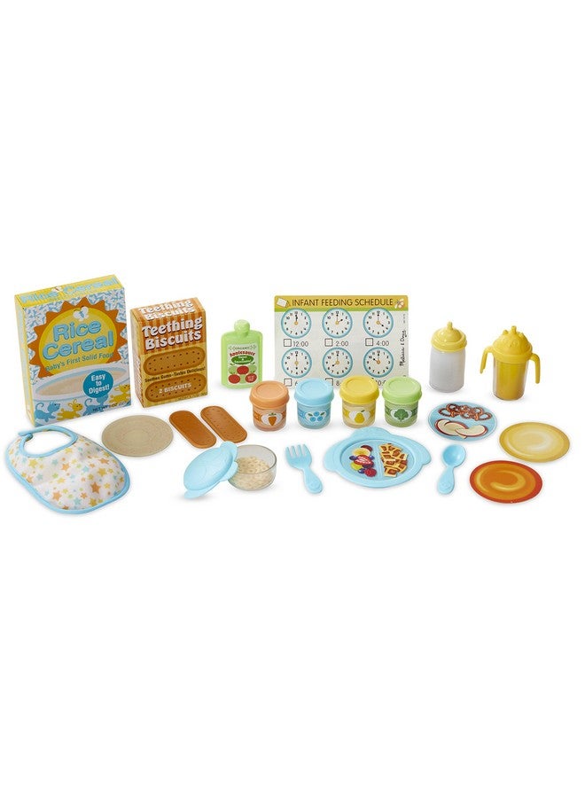 Mine To Love Mealtime Play Set For Dolls With Bottle Pretend Baby Food Jars Snack Pouch More (24 Pcs)