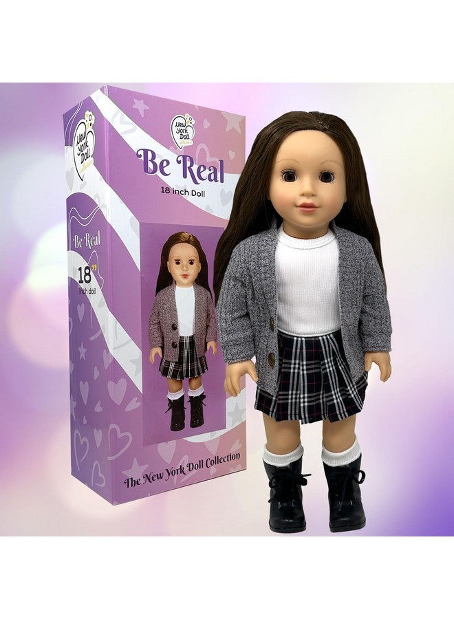 18 Inch Dolls With Soft Hair And Accessories Soft Body Doll With Sleeping Eyes Poseable Vinyl Arms & Legs Dress Outfit Cute 18