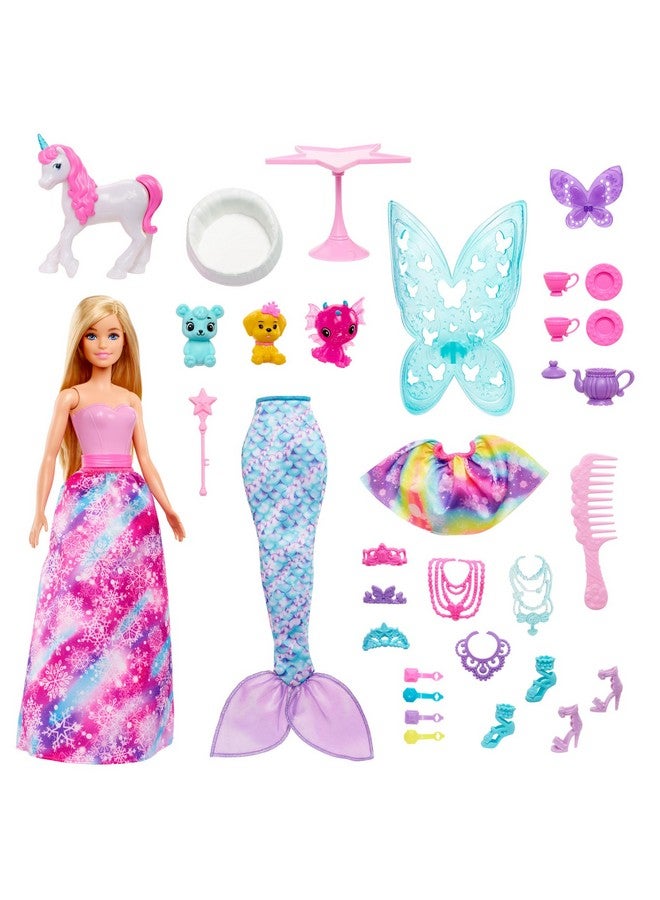 Dreamtopia Doll & Advent Calendar 24 Surprises Include Accessories Mermaid & Fairy Clothes Unicorn & Dragon Pets