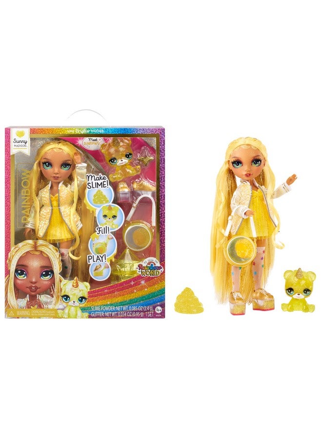 Sunny (Yellow) With Slime Kit & Pet Yellow 11” Shimmer Doll With Diy Sparkle Slime Magical Yeti Pet And Fashion Accessories Kids Gift 412 Years