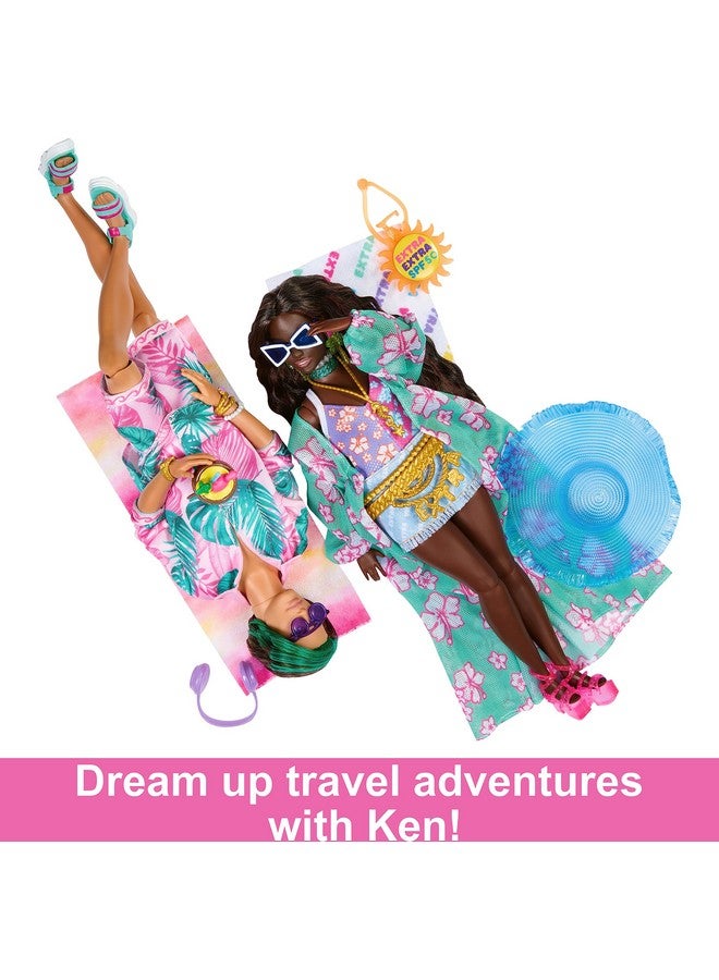 Extra Fly Doll With Beachthemed Travel Clothes & Accessories Tropical Coverup With Oversized Hat & Bag