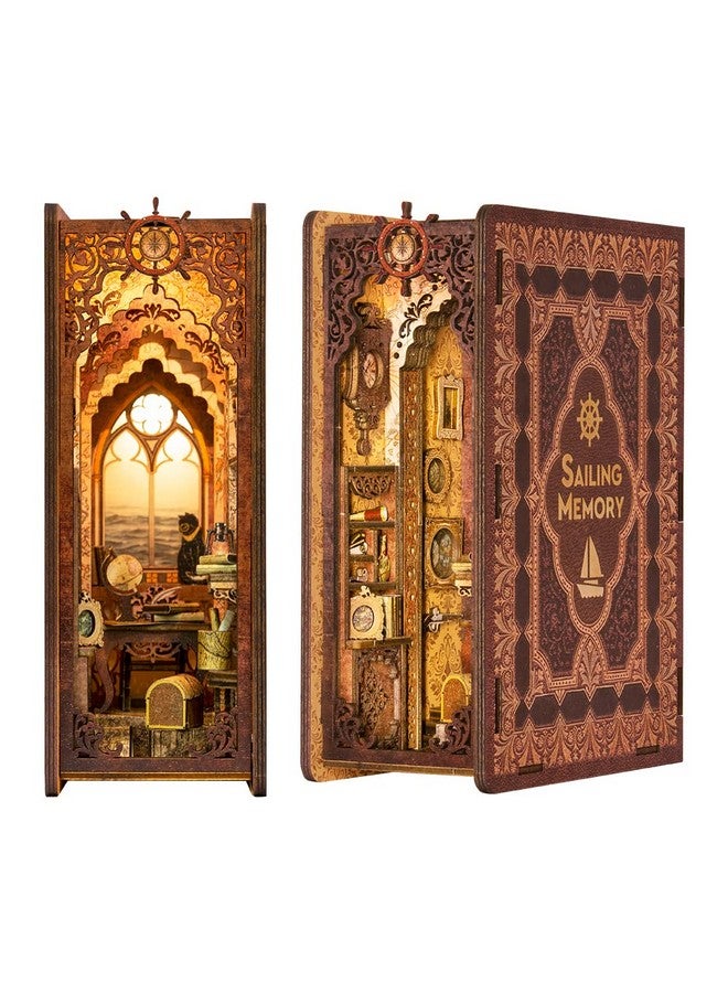 Diy Book Nook Kit Diy Miniature Dollhouse Kit Booknook Diy Bookshelf Insert Personalized Assembled Bookends 3D Wooden Puzzle Bookcase Diorama Kit Library Bookshelf Decor Book Nook (Bk02)