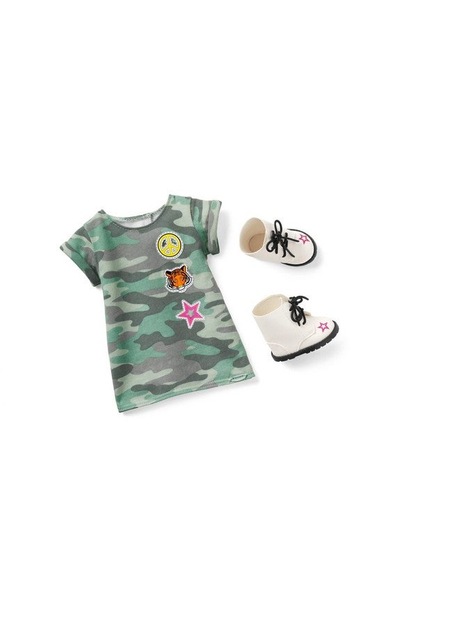 Truly Me 18Inch Doll Show Your Strong Side Outfit With Camo Tshirt Dress And White Boots For Ages 6+