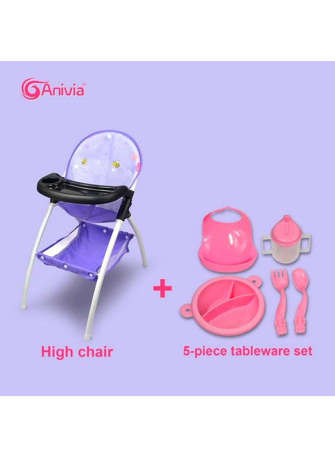 Baby Doll High Chair Toy High Chair For Baby Doll Baby Toy Highchair Doll Chair Baby Doll Accessories Baby Doll Furniturebring A Feeding Tray（Purple）…