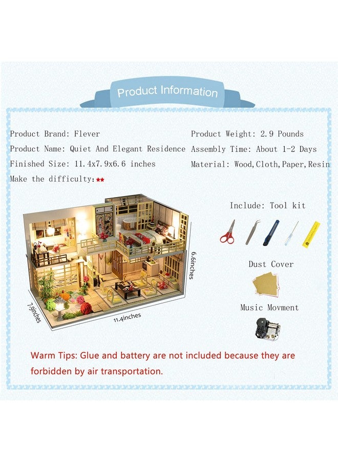 Dollhouse Miniature Diy House Kit With Japanese Style Creative Room With Furniture For Romantic Valentine'S Gift (Quiet And Elegant Residence)