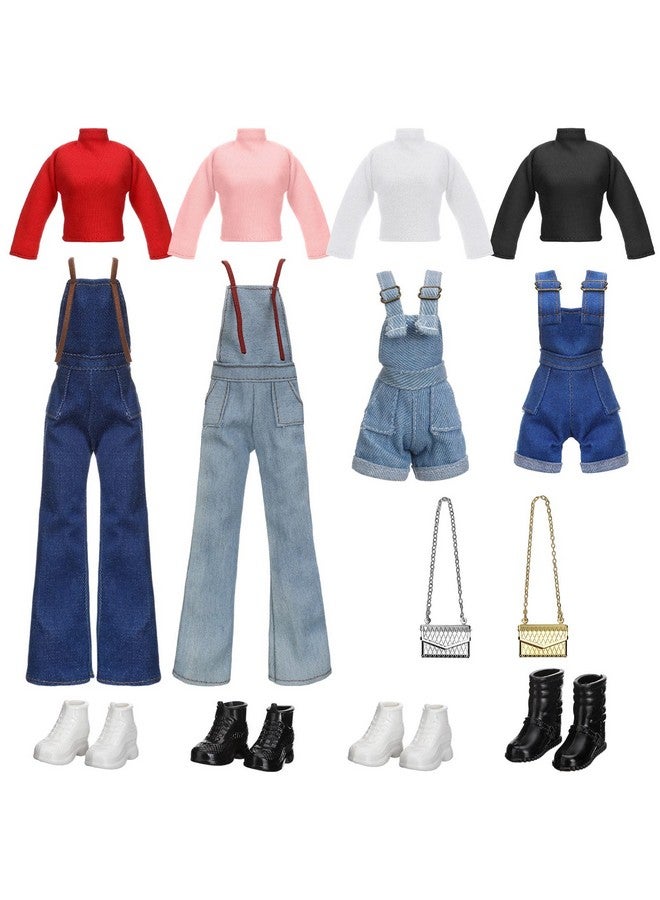 14 Pcs Doll Clothes And Accessories For 11.5 Inch Girl Doll Accessories Doll Denim Cotton Doll Cloth Doll Pants Shoes Casual Wear Clothes Outfits (Stylish Style)