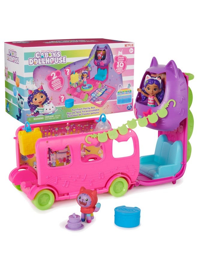 Celebration Party Bus Playset With Gabby & Dj Catnip Toy Figures And Dollhouse Accessories Kids Toys For Ages 3 And Up