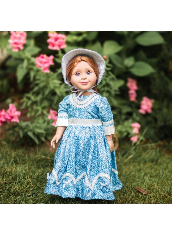 18 Inch Doll Clothes & Accessories Historic 1800'S Style Blue Sunday Dress Gown And Hat Compatible For Use With American Girl Dolls.Doll Not Included
