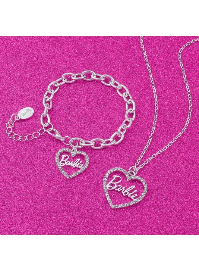 Crystal Heart Necklace & Bracelet Set