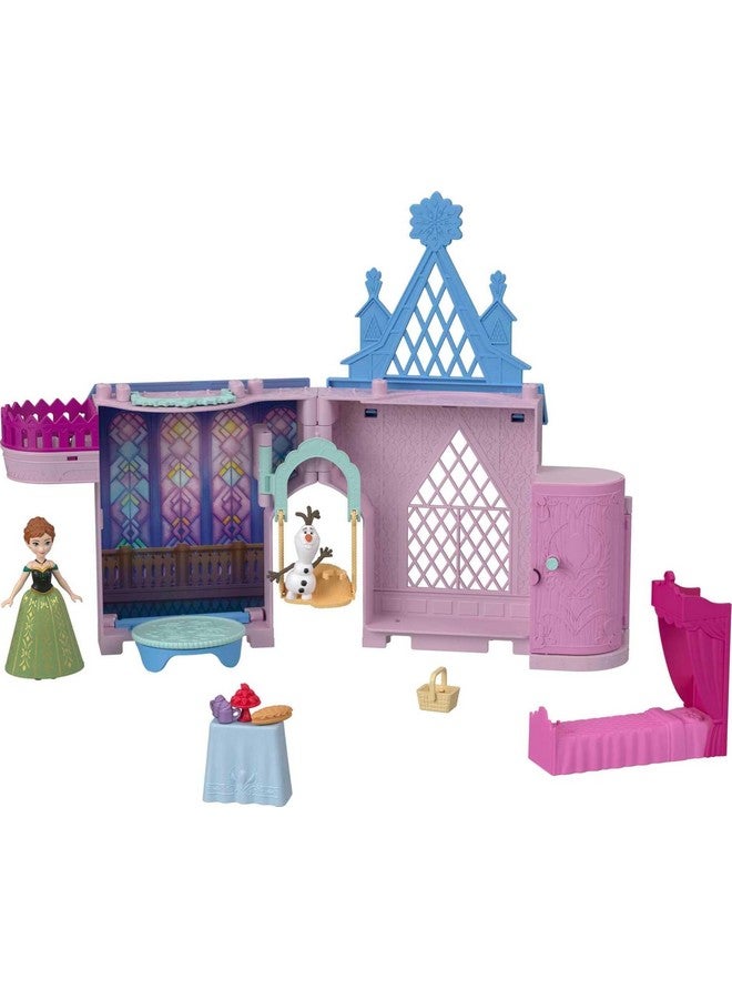 Disney Frozen Anna Doll House Stackable Castle With Small Doll Olaf Figure & 7 Furniture & Accessories Portable