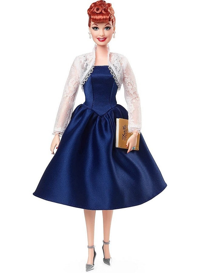 Tribute Collection Lucille Ball Doll Wearing Blue Dress & Lace Jacket With Doll Stand & Certificate Of Authenticity Gift For Collectors White
