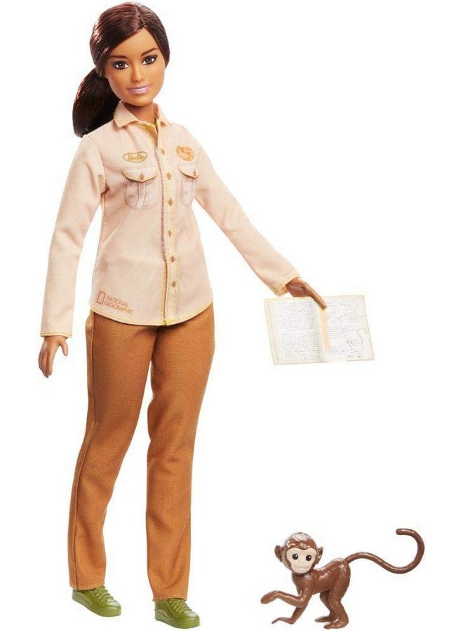 Wildlife Conservationist Doll Brunette With Monkey And Notebook Inspired By National Geographic For Kids 3 Years To 7 Years Old