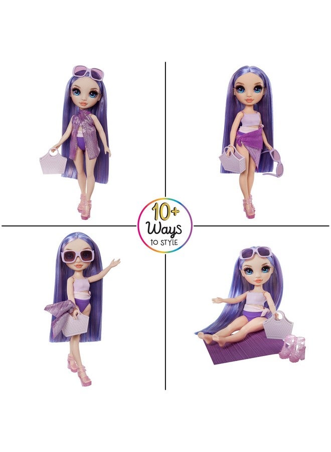 Swim & Style Violet (Purple) 11” Doll With Shimmery Wrap To Style 10+ Ways Removable Swimsuit Sandals Fun Play Accessories. Kids Toy Gift Ages 412 Years