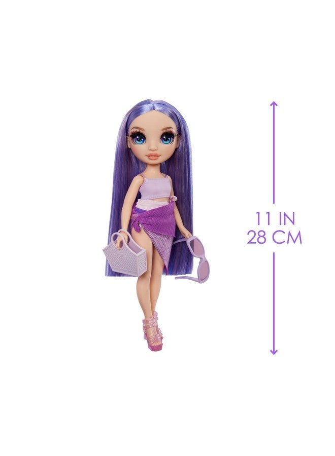 Swim & Style Violet (Purple) 11” Doll With Shimmery Wrap To Style 10+ Ways Removable Swimsuit Sandals Fun Play Accessories. Kids Toy Gift Ages 412 Years