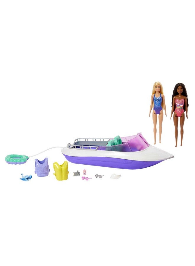 Barbie Mermaid Power Playset With 2 Barbie Dolls & 18Inch Floating Boat With Seethrough Bottom 4 Seats & Accessories Toy For 3 Year Olds & Up