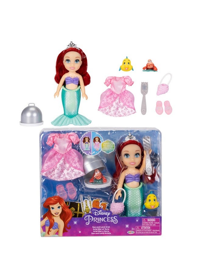 Ariel Doll Sea To Land Petite Ariel Doll With Sebastian & Flounder In Mermaid Tail And Pink Dress Fashions