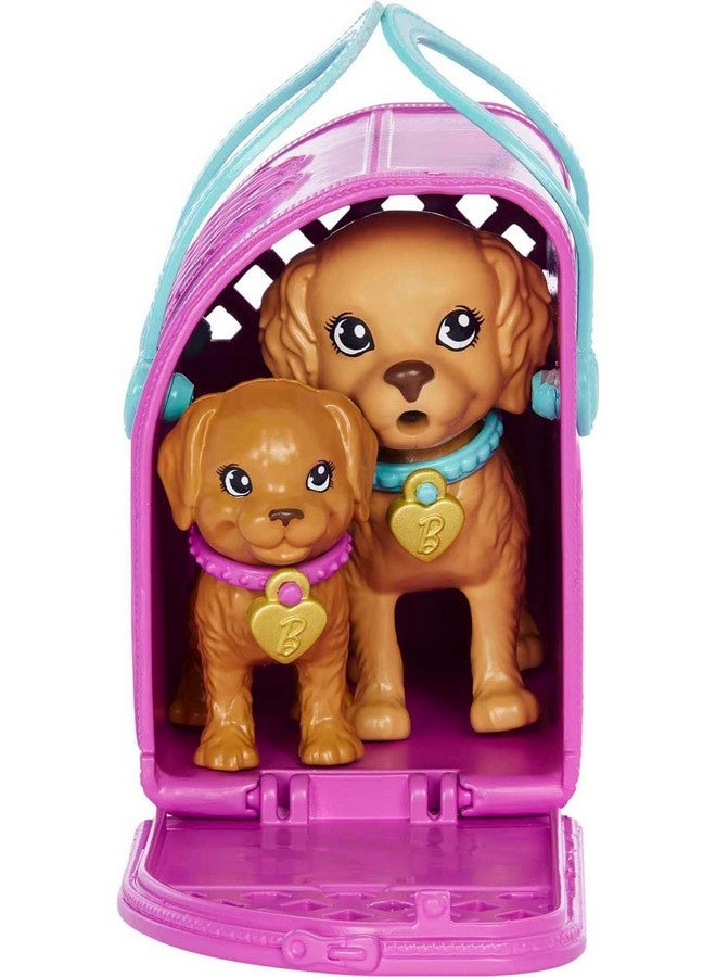 Doll And Accessories Pup Adoption Playset With Brunette Doll In Pink 2 Puppies Colorchange Animal And Pee Pad Working Carrier And 10 Pieces