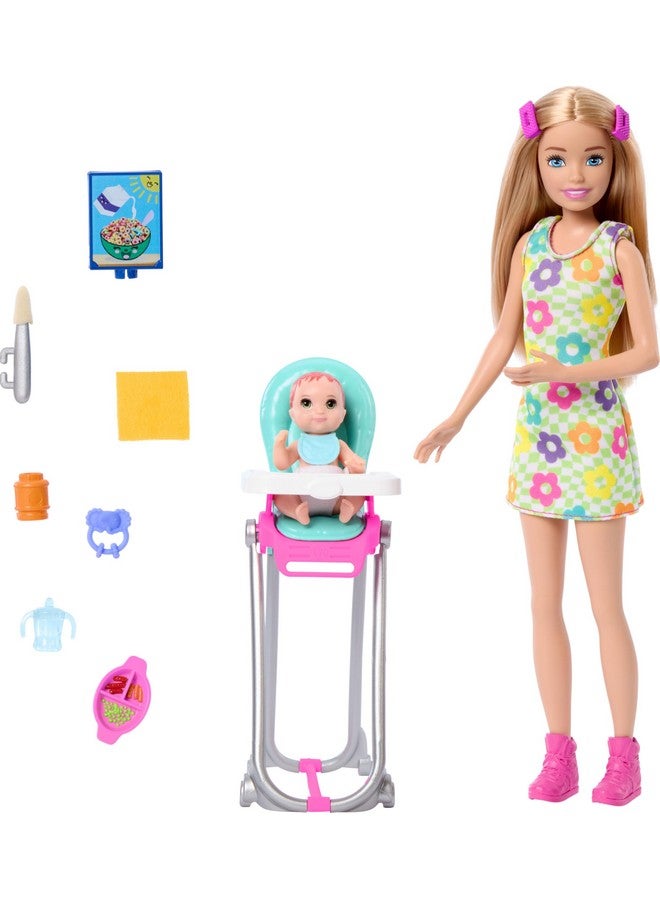 Skipper Doll & Playset With Accessories Babysitting Set Themed To Mealtime Colorchange Toy Play