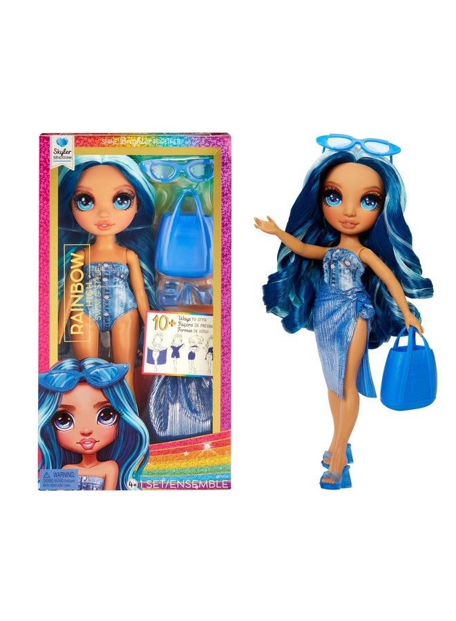 Swim & Style Skyler (Blue) 11” Doll With Shimmery Wrap To Style 10+ Ways Removable Swimsuit Sandals Fun Play Accessories. Kids Toy Gift Ages 412 Years