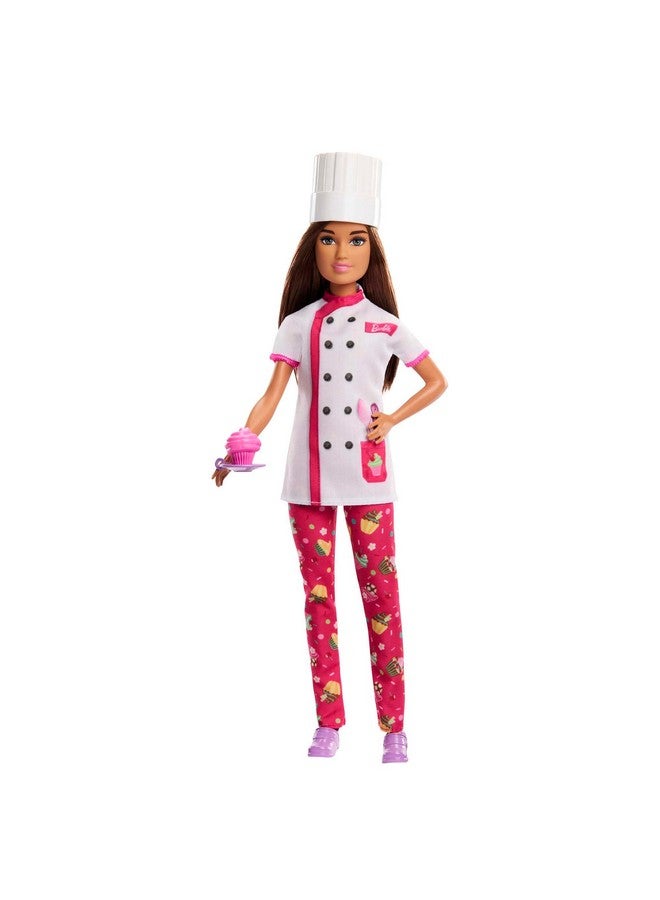 Doll & Accessories Career Pastry Chef Doll With Hat And Cake Slice