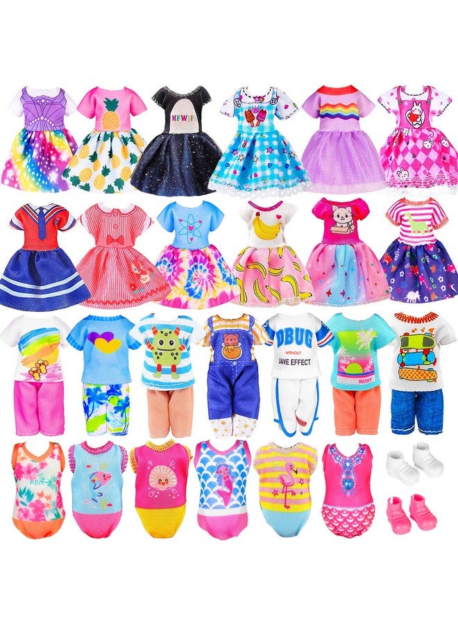16Pcs Doll Clothes And Accessories For 5.3 Inch 6 Inch Chelsea Dolls Include 3 Tops 3 Pants For Boy Dolls And 5 Dresses 3 Bikinis For Girl Dolls And 2 Pairs Shoes (No Doll)