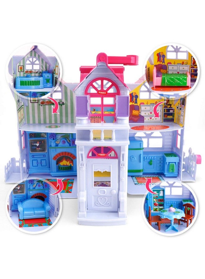 My Pretty Dollhouse Fold And Go Pretend Play Mini Folding Doll House Playset With Pocket Toy Family Figures Home Furniture And Accessories