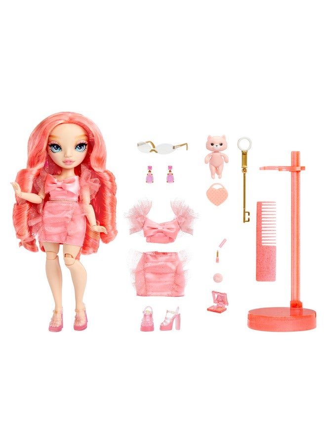 Pinkly Pink Fashion Doll In Fashionable Outfit With Glasses & 10+ Colorful Play Accessories. Gift For Kids 412 Years And Collectors