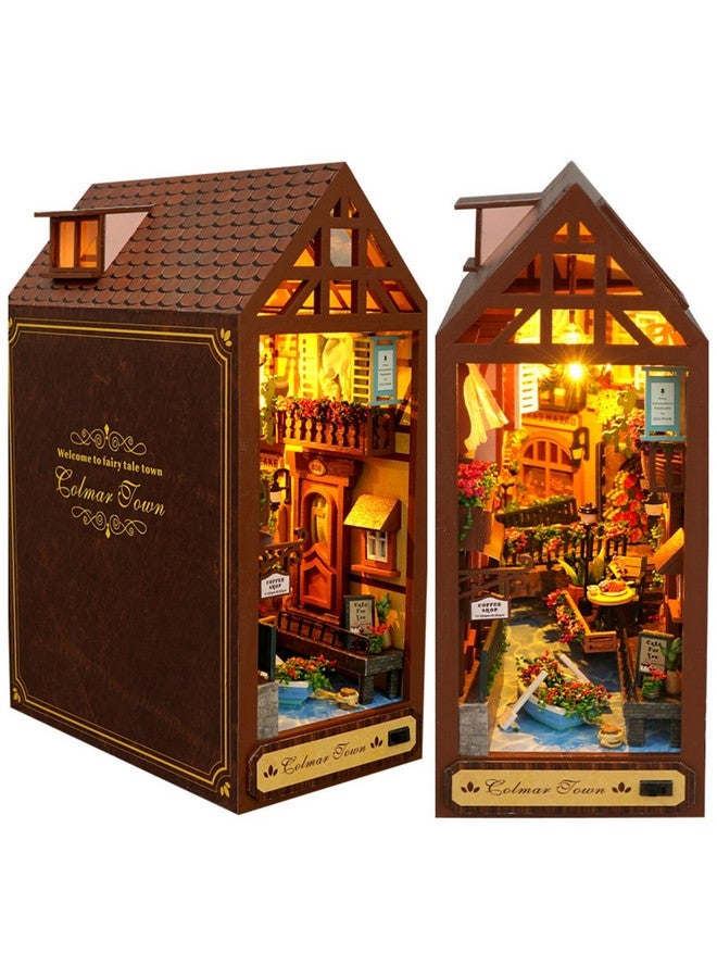 Dollhouse Diy Book Nook Miniature Kit Chinese Style Bookshelf Insert Decor 3D Wooden Puzzle Booknook Miniature Kit For Creative Assembled Bookends (Leisure Years)