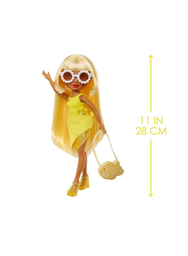 Swim & Style Sunny (Yellow) 11” Doll With Shimmery Wrap To Style 10+ Ways Removable Swimsuit Sandals Fun Play Accessories. Kids Toy Gift Ages 412 Years