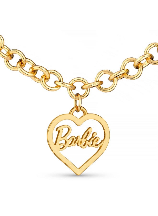 Round Link Heart Necklace Gold