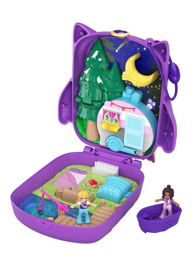 Playset Travel Toy With 2 Micro Dolls Toy Boat & Surprise Accessories Pocket World Owlnite Campsite Compact Multi Color